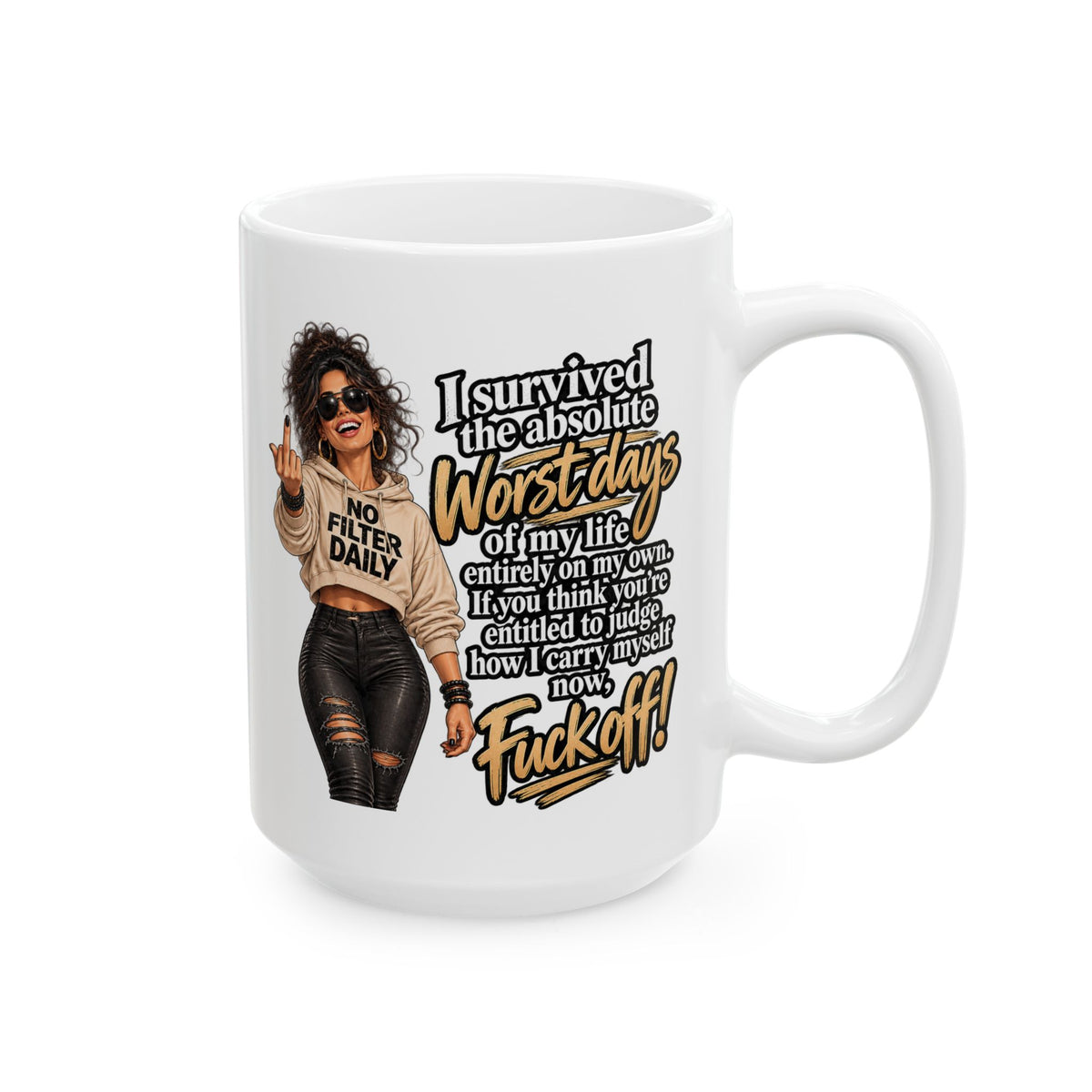 Sassy Black Woman Graphic Mug — "Some Days I Just Want To Be Left The Hell Alone" Ceramic Coffee Cup (11oz/15oz)
