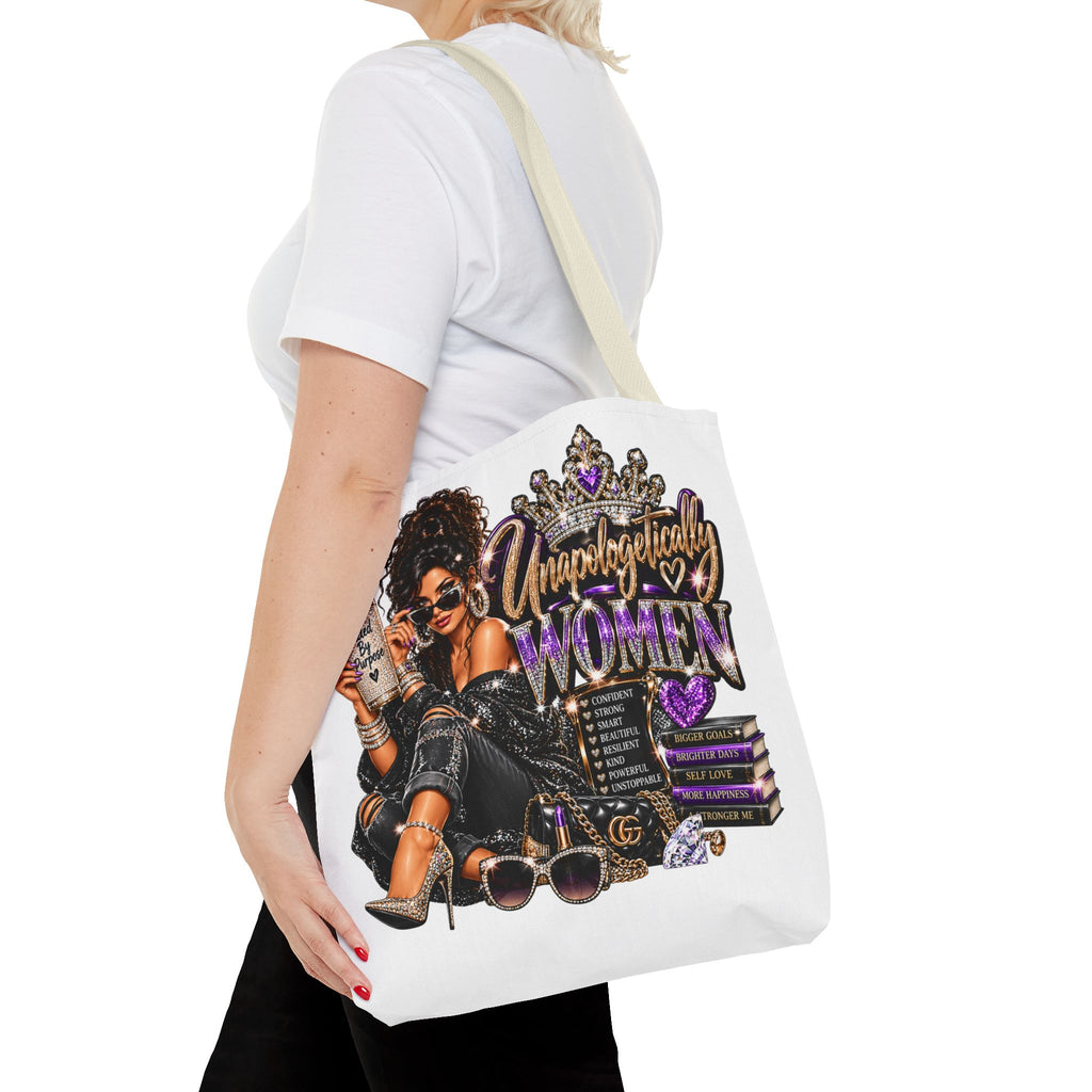 Unapologetically Woman Tote Bag — Empowered Black Queen Graphic Tote