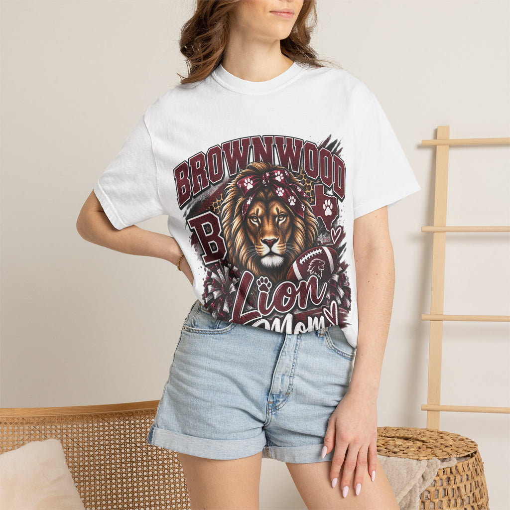 Brownwood Lion Mom T‑Shirt — High School Mascot Football Mom Tee