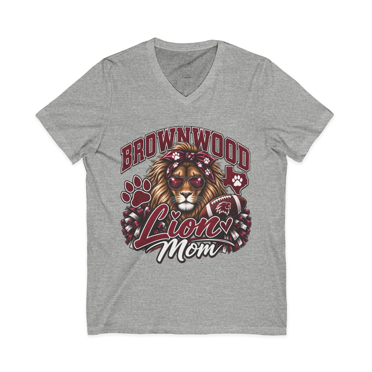 Brownwood Lions Mom Jersey Short Sleeve V-Neck Tee
