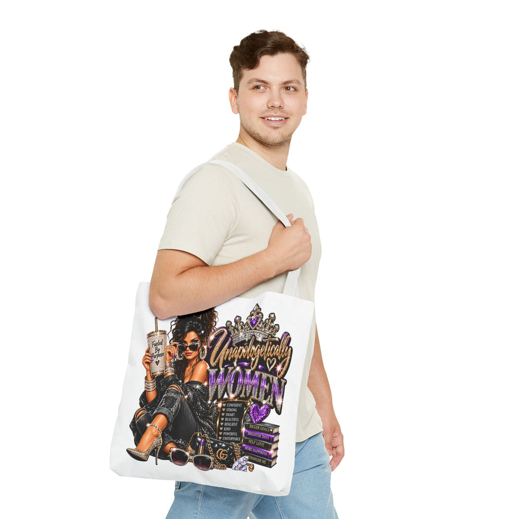 Unapologetically Woman Tote Bag — Empowered Black Queen Graphic Tote