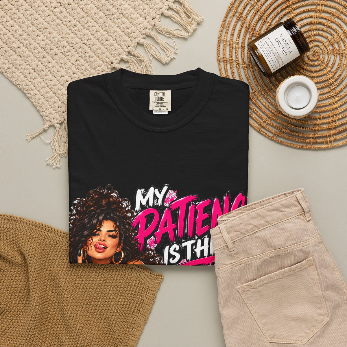 Graphic T-Shirt — "My Patience Is Thin and My Give a F*** Is Broken" Retro Sassy Woman