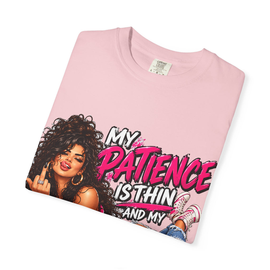 Graphic T-Shirt — "My Patience Is Thin and My Give a F*** Is Broken" Retro Sassy Woman