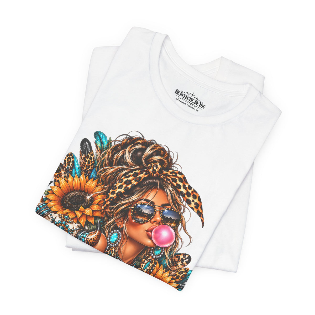 Boho Woman with Sunflowers Graphic T-Shirt