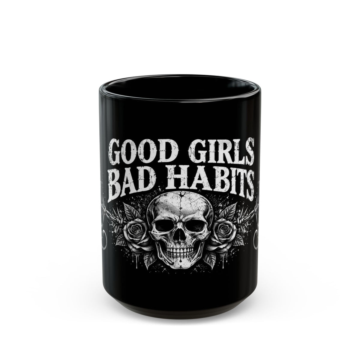 Good Girls Bad Habits Skull Rose Mug