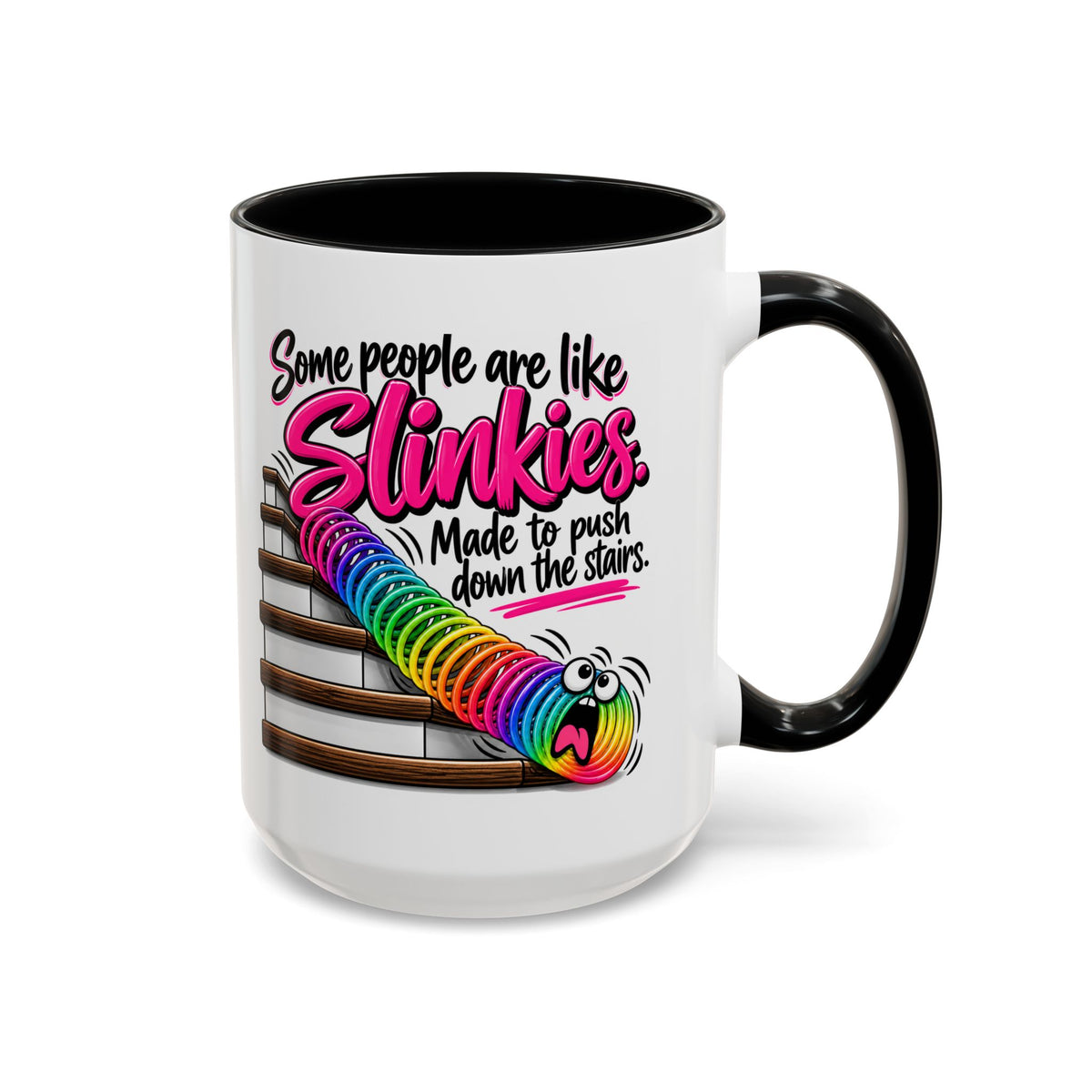 Funny 'Some People Are Like Slinkies' Accent Coffee Mug – Humorous Rainbow Slinky Gift