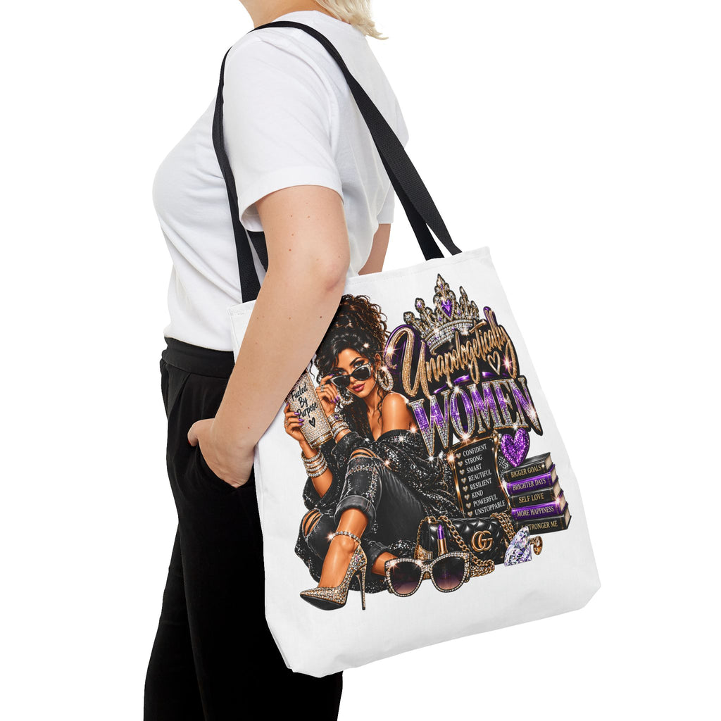 Unapologetically Woman Tote Bag — Empowered Black Queen Graphic Tote