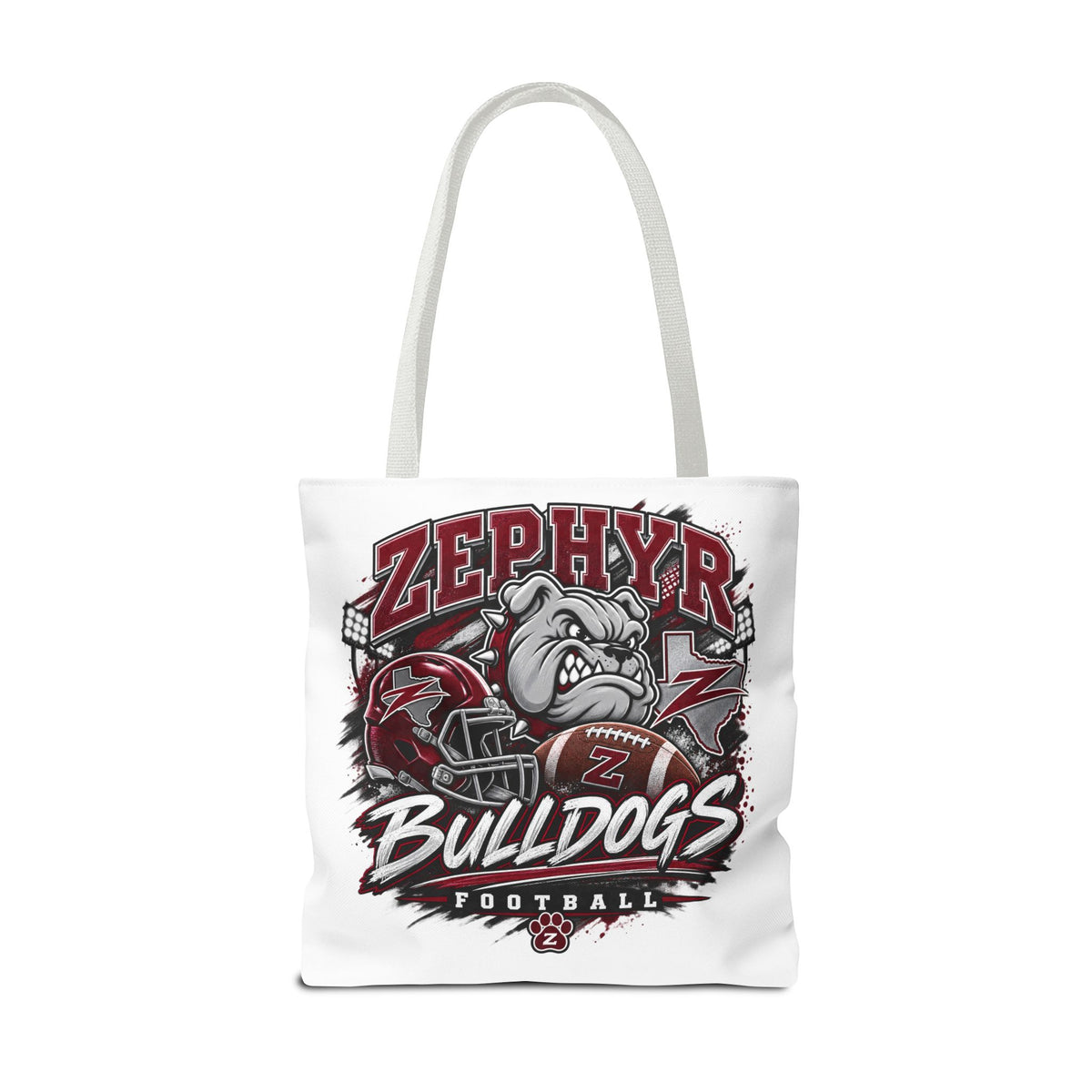 Bulldogs Football Tote Bag — Zephyr Mascot Collegiate Game Day Tote