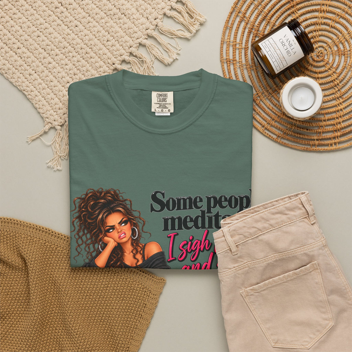 T-Shirt — "Some People Meditate, I Sigh Heavily and Squeal a Lot" Graphic Tee