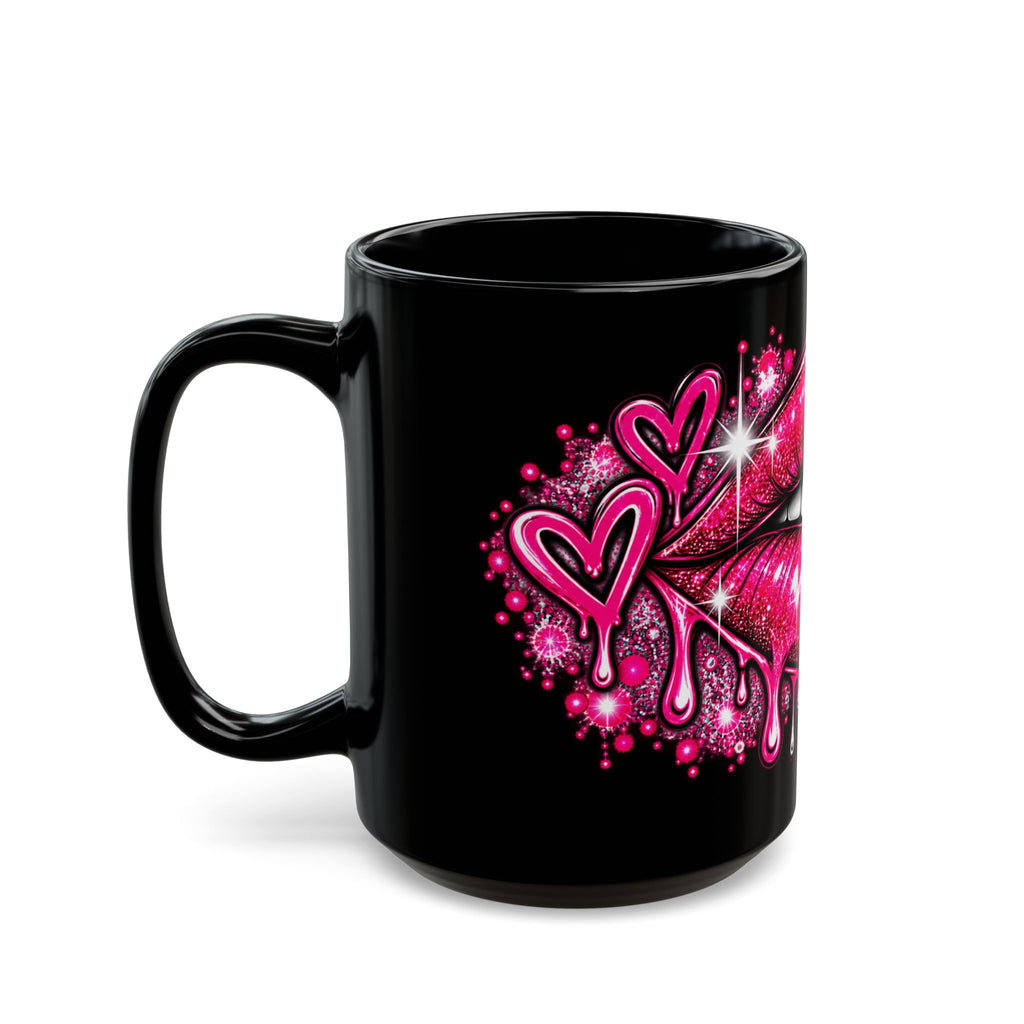 Pink Dripping Lips Diamond Mug – Glamorous Sparkle Coffee Cup (11oz/15oz)