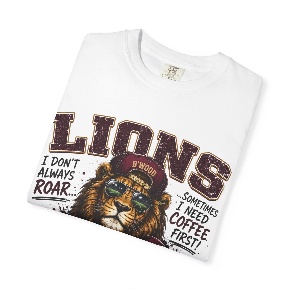 Lions Coffee Club T-Shirt — 'Eat. Sleep. Coffee. Repeat.' Graphic Tee