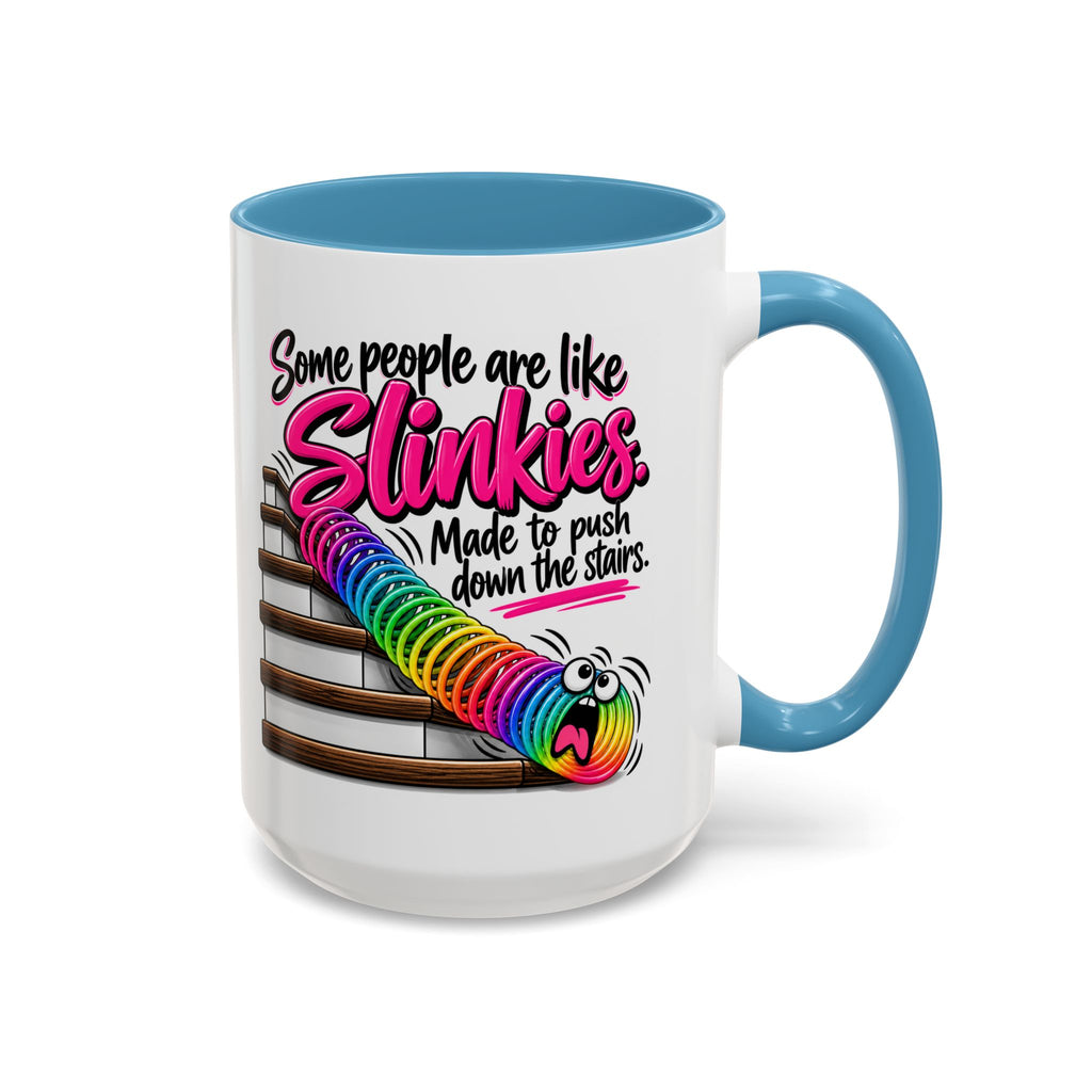 Funny 'Some People Are Like Slinkies' Accent Coffee Mug – Humorous Rainbow Slinky Gift