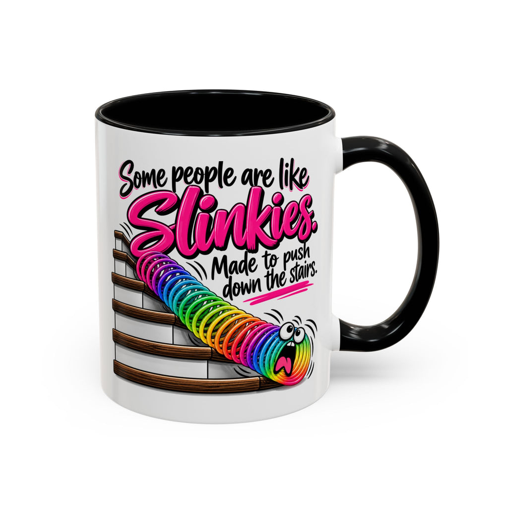 Funny 'Some People Are Like Slinkies' Accent Coffee Mug – Humorous Rainbow Slinky Gift