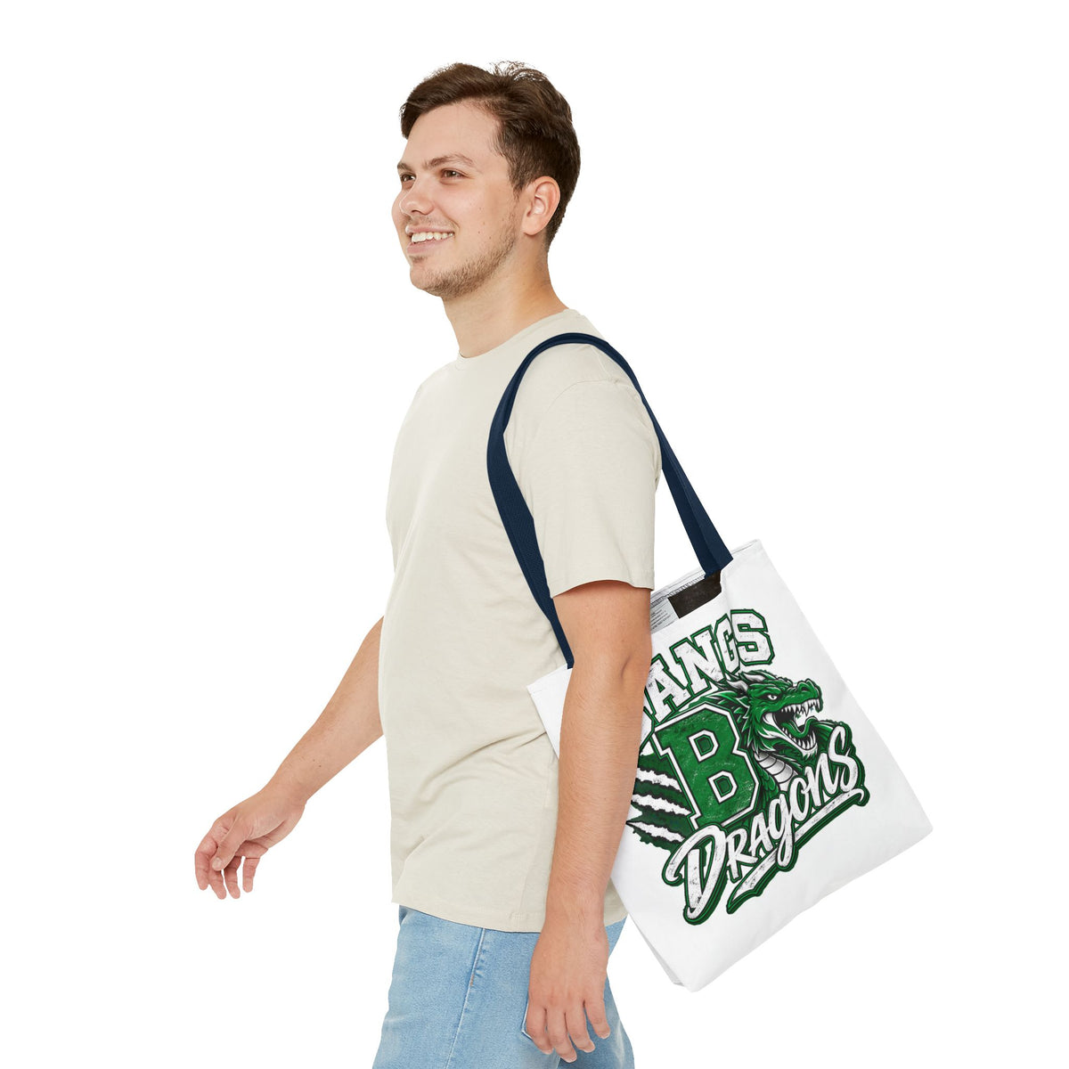 Bangs Dragons Tote Bag — Green Mascot Dragon School Spirit Tote