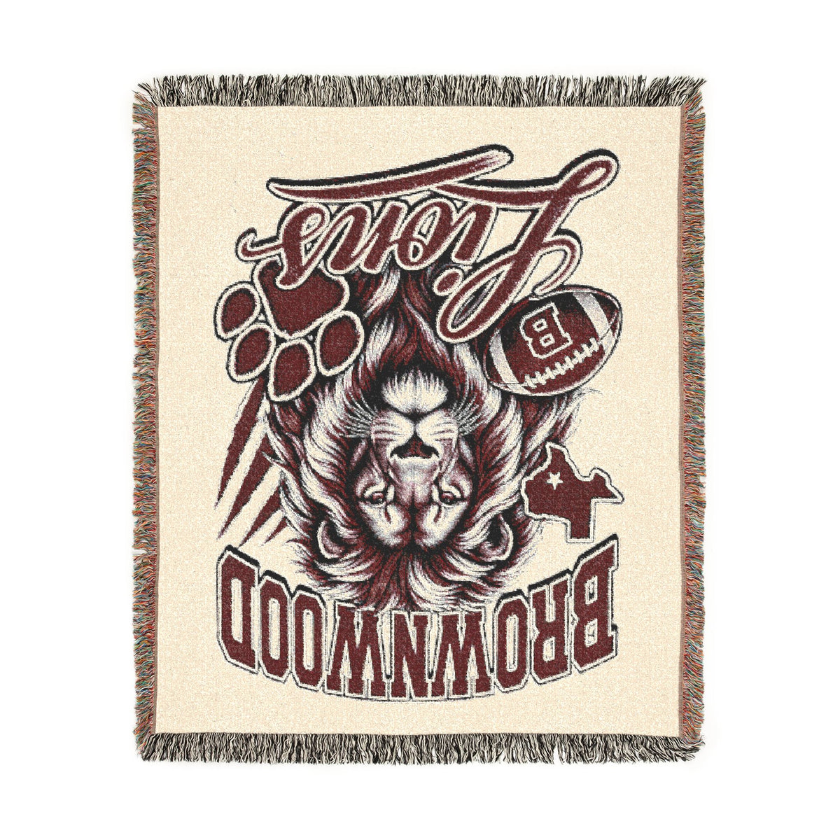 Brownwood Lions Woven Blanket