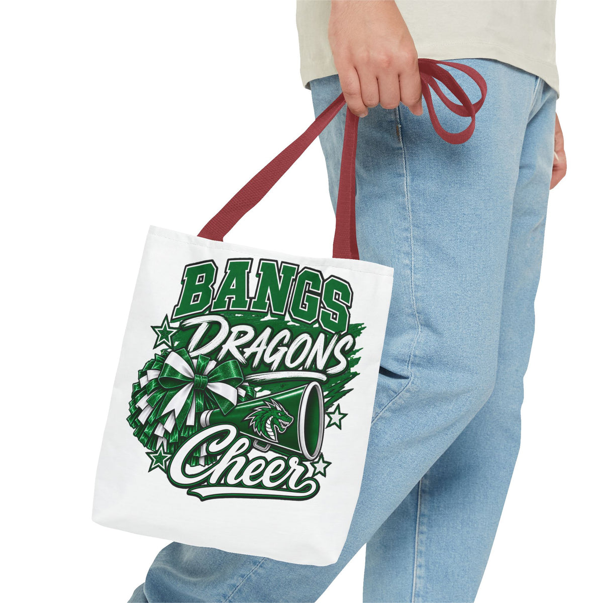 Bangs Dragons Cheer Tote Bag – Pom-Pom & Megaphone School Spirit Tote