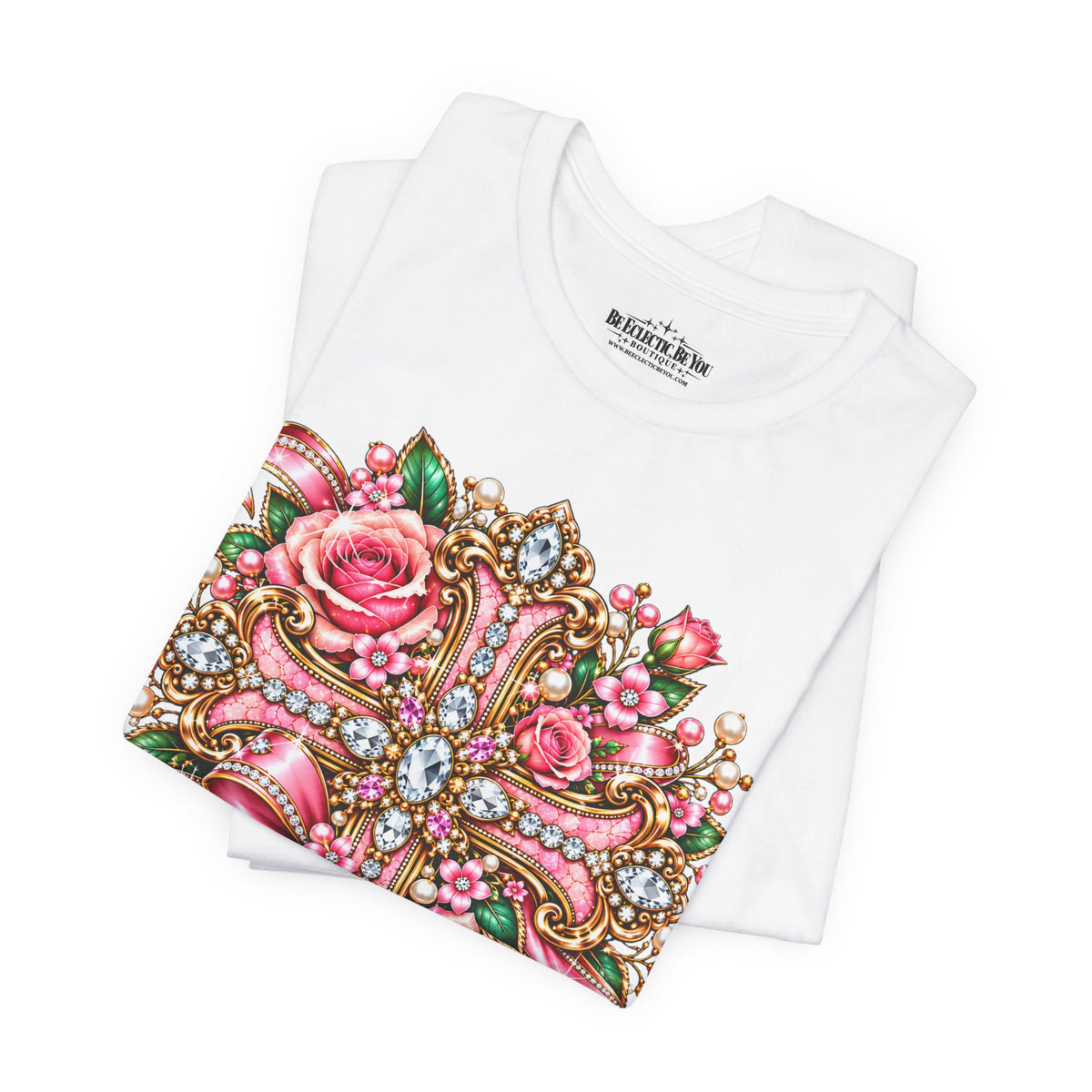 Ornate Floral Cross Rose Tee
