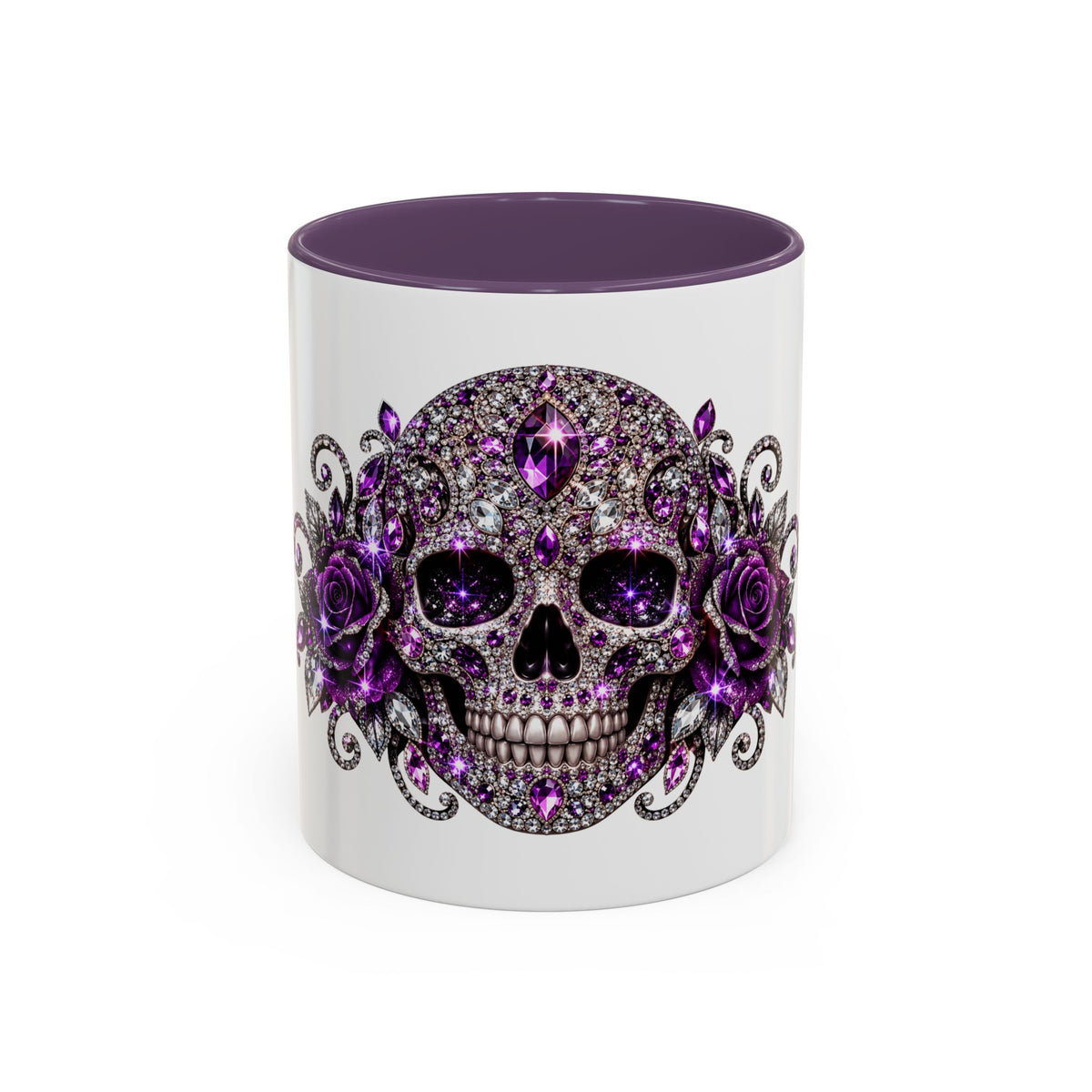 Purple Jeweled Skull Coffee Mug — Gothic Accent Tea Cup