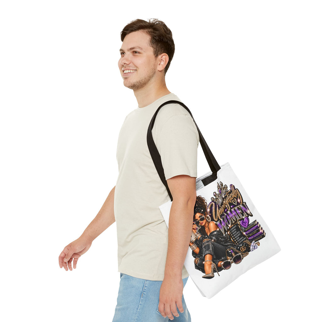 Unapologetically Woman Tote Bag — Empowered Black Queen Graphic Tote