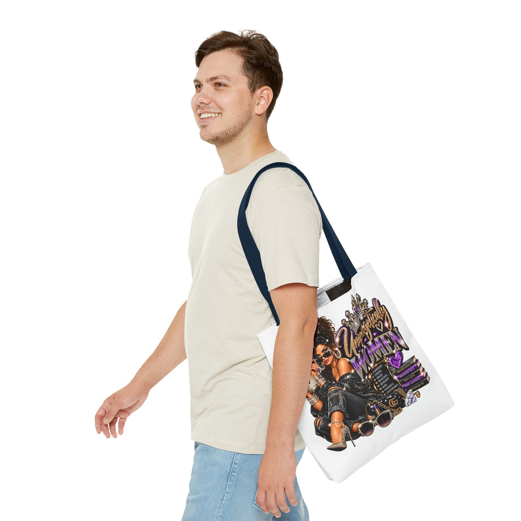 Unapologetically Woman Tote Bag — Empowered Black Queen Graphic Tote