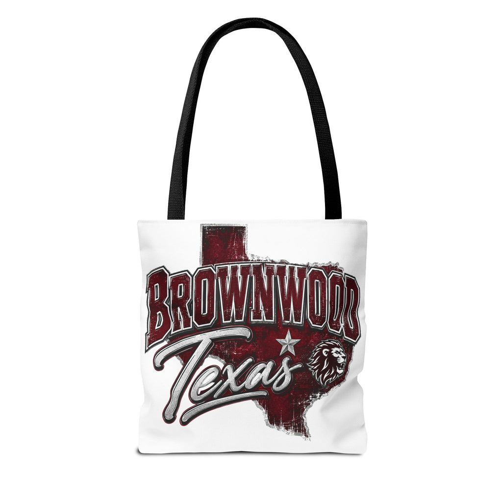 Brownwood Texas Tote Bag — Vintage State Outline & Lion Graphic