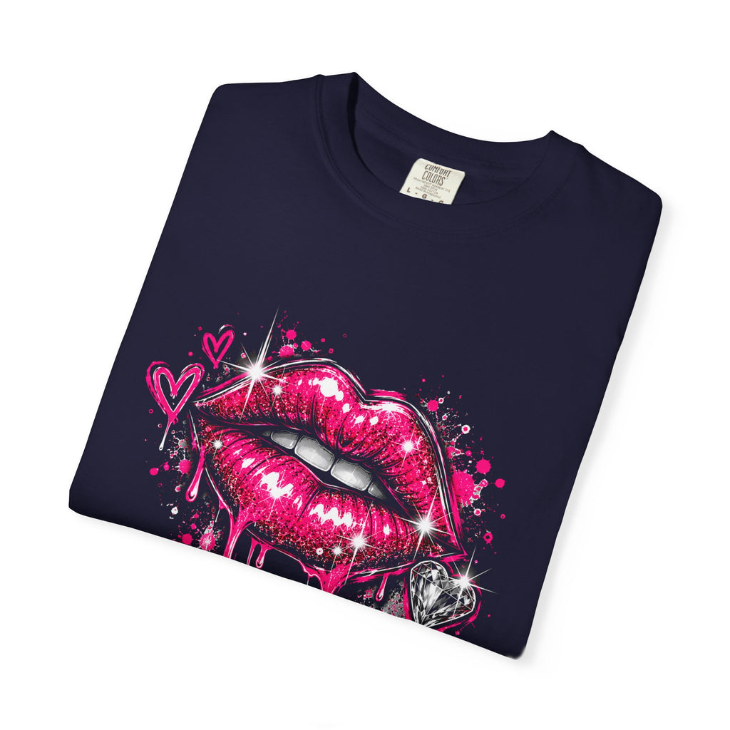 Graphic T-Shirt — Pink Lip Art & 'Backup!' Slogan Tee