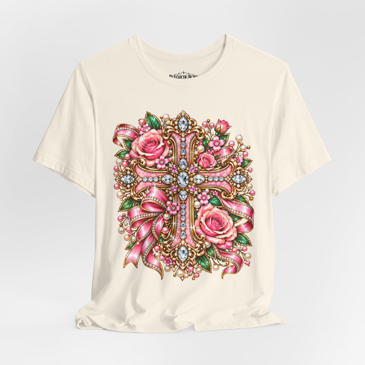 Ornate Floral Cross Rose Tee