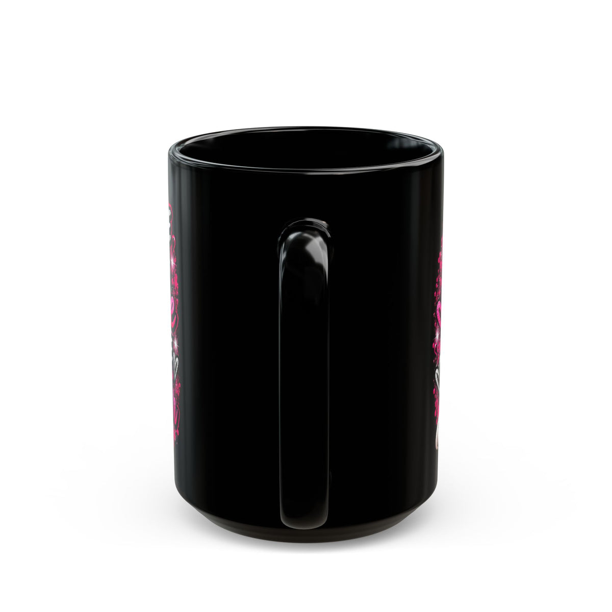 11oz/15oz Black Mug — "Some People Just Need a High Five in the Face with a Chair" Graphic Mug (Sassy Woman & Husky)