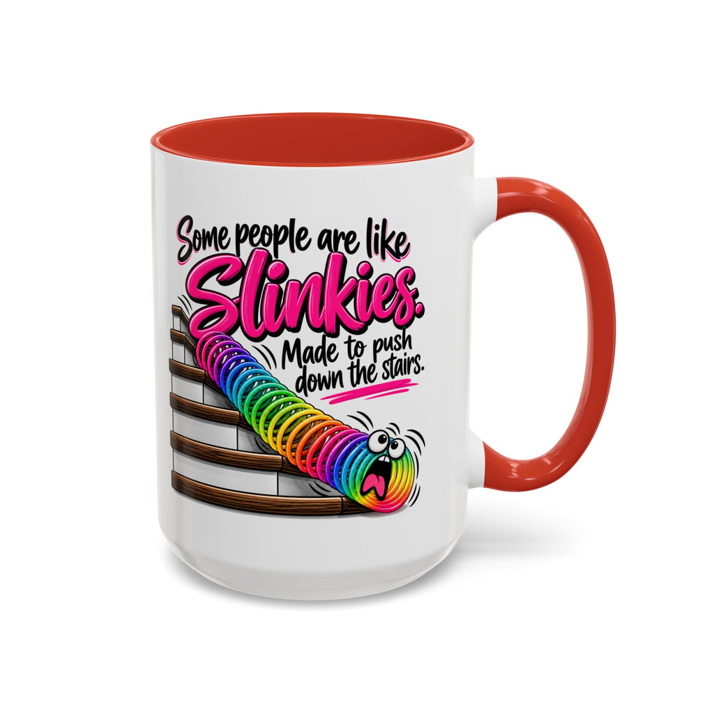 Funny 'Some People Are Like Slinkies' Accent Coffee Mug – Humorous Rainbow Slinky Gift