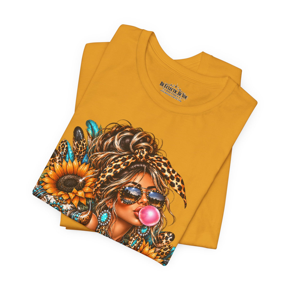 Boho Woman with Sunflowers Graphic T-Shirt