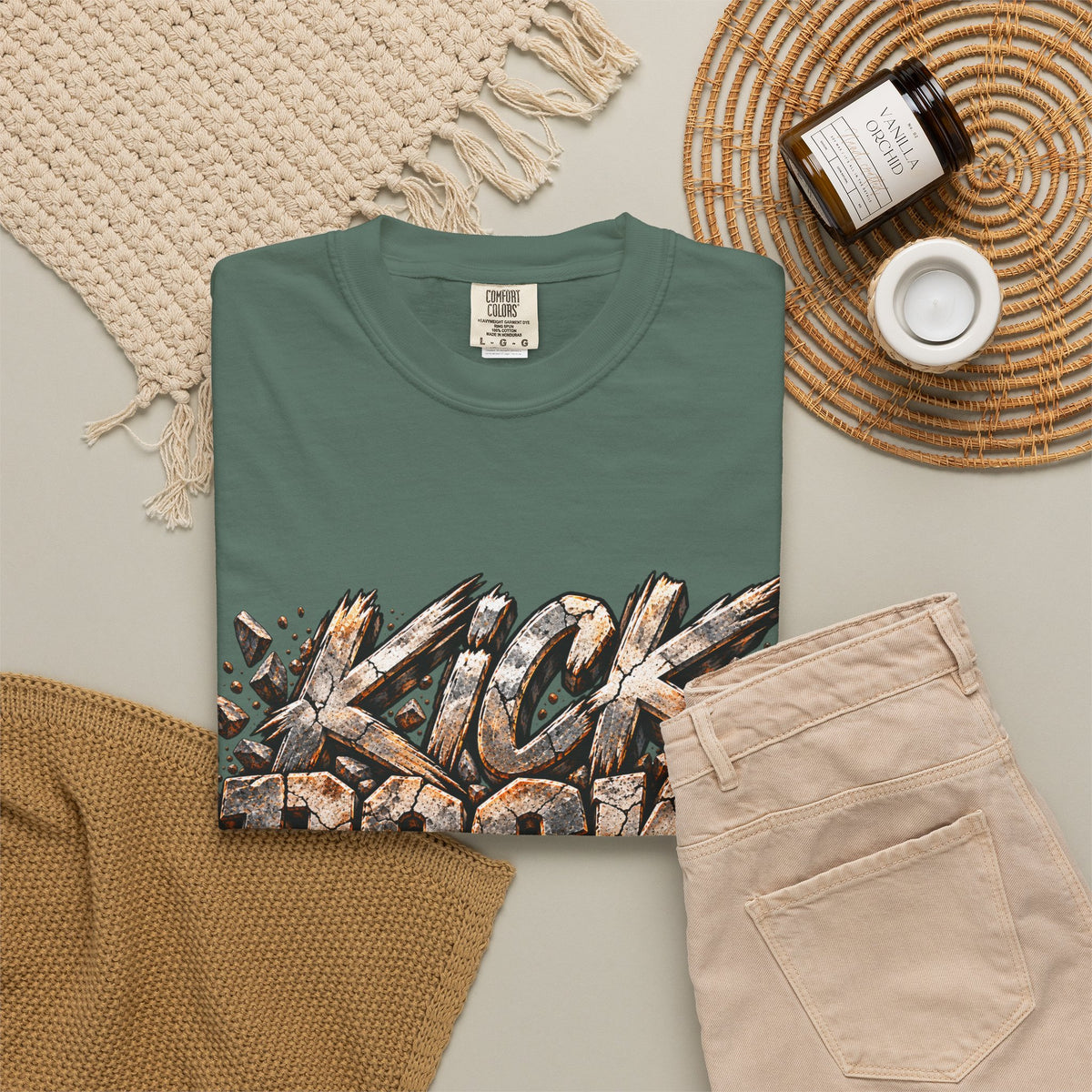 Kick Rocks T‑Shirt — Grunge Stone Graffiti Tee