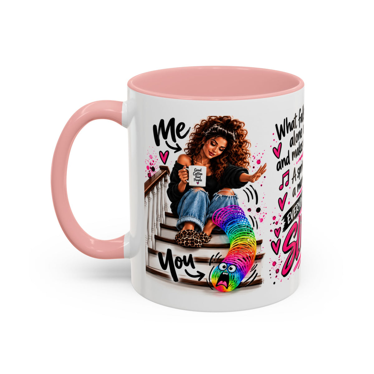 Slinky Coffee Mug — Funny Rainbow Slinky Gift for Friends & Teachers