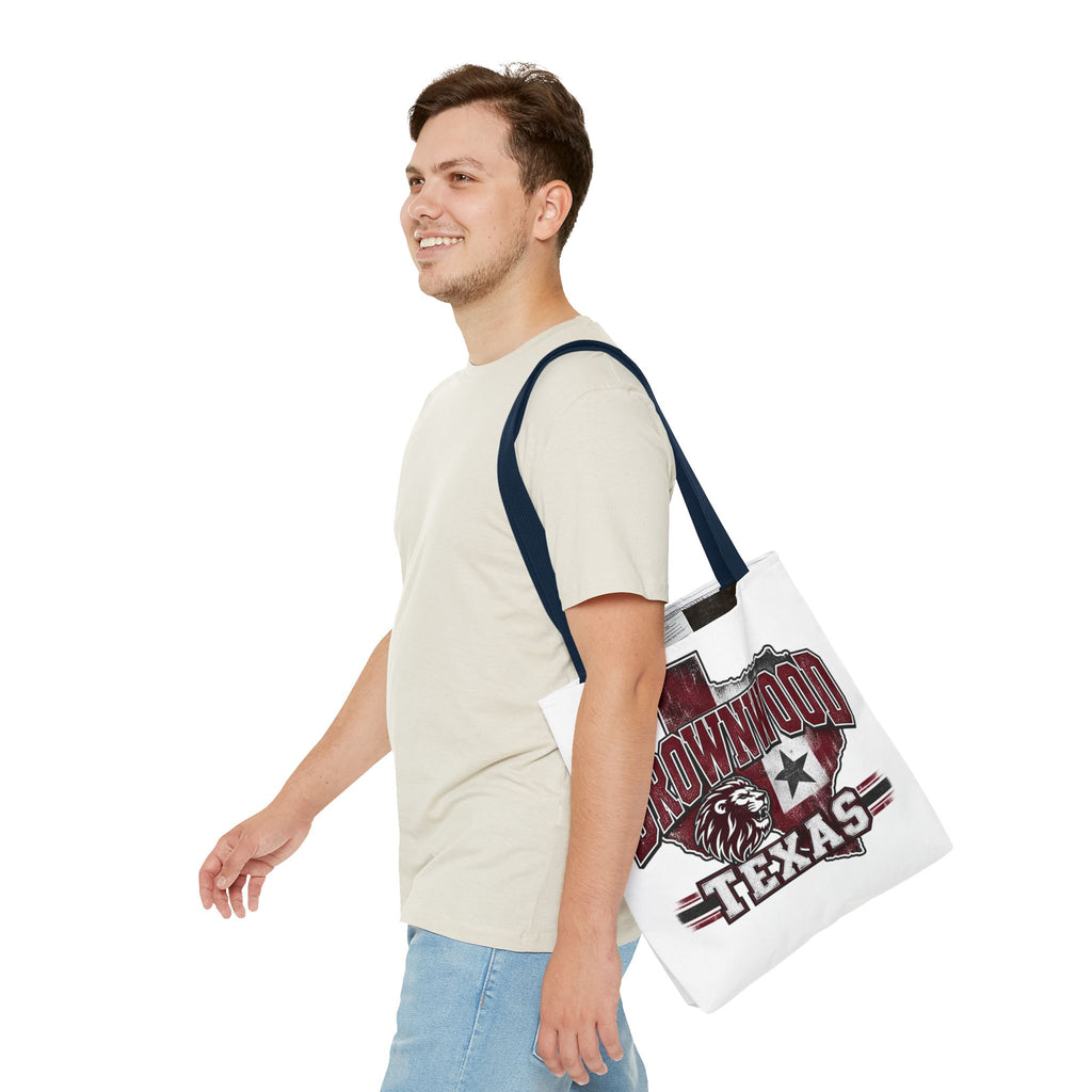 Brownwood Texas Lion Tote Bag – Vintage State Pride AOP Tote