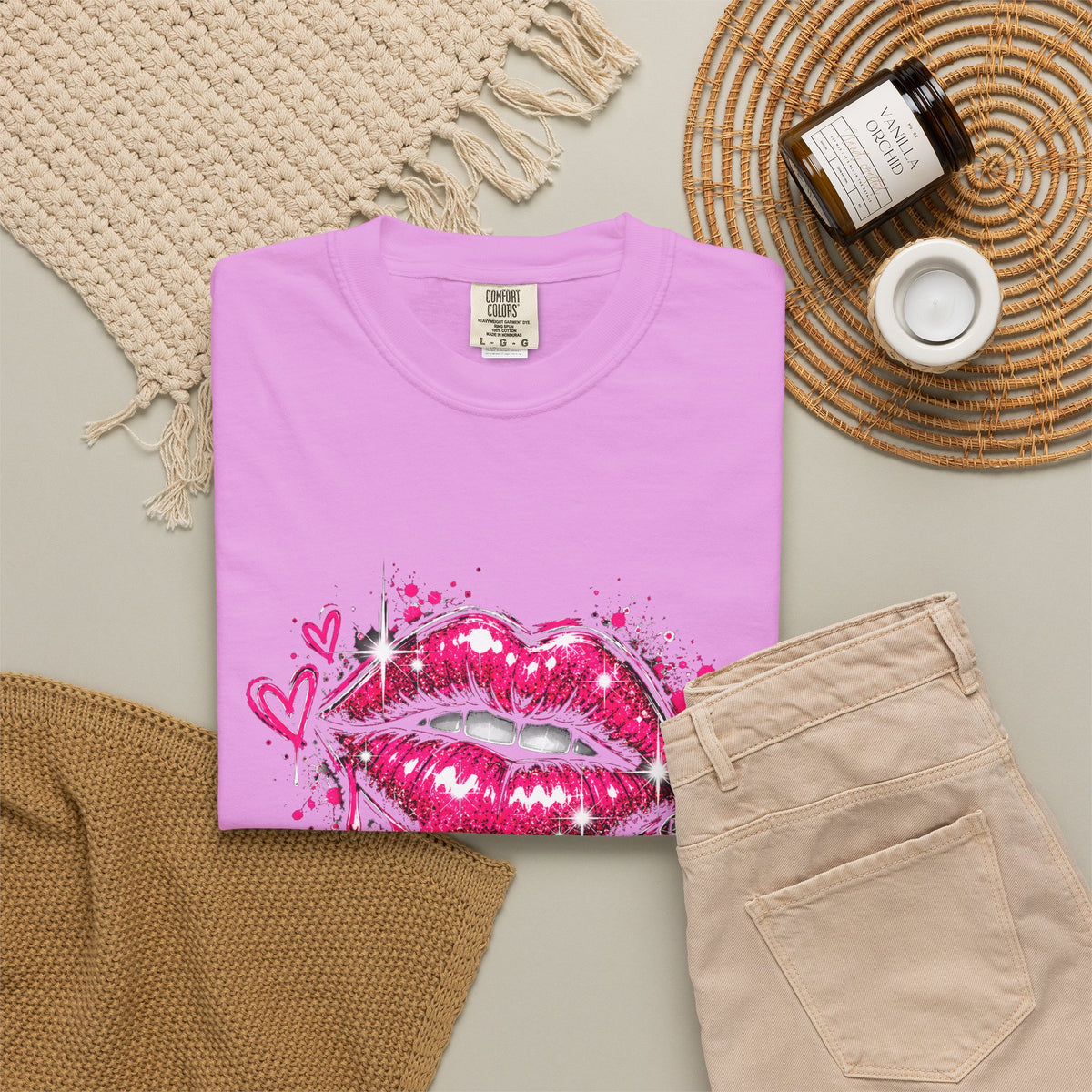 Graphic T-Shirt — Pink Lip Art & 'Backup!' Slogan Tee