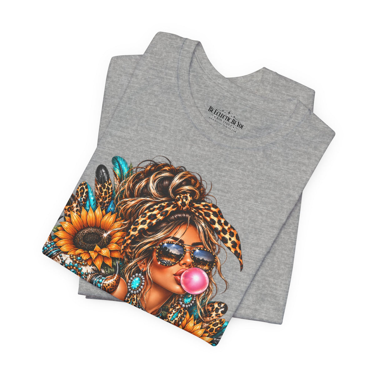 Boho Woman with Sunflowers Graphic T-Shirt
