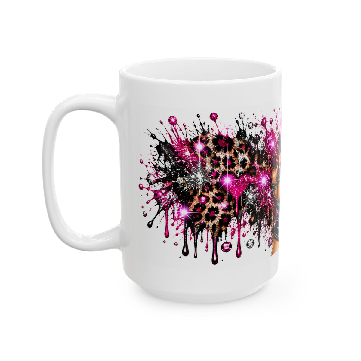 Pink Glitter Middle Finger Mug — Sassy Attitude Ceramic Coffee Cup (11oz & 15oz)