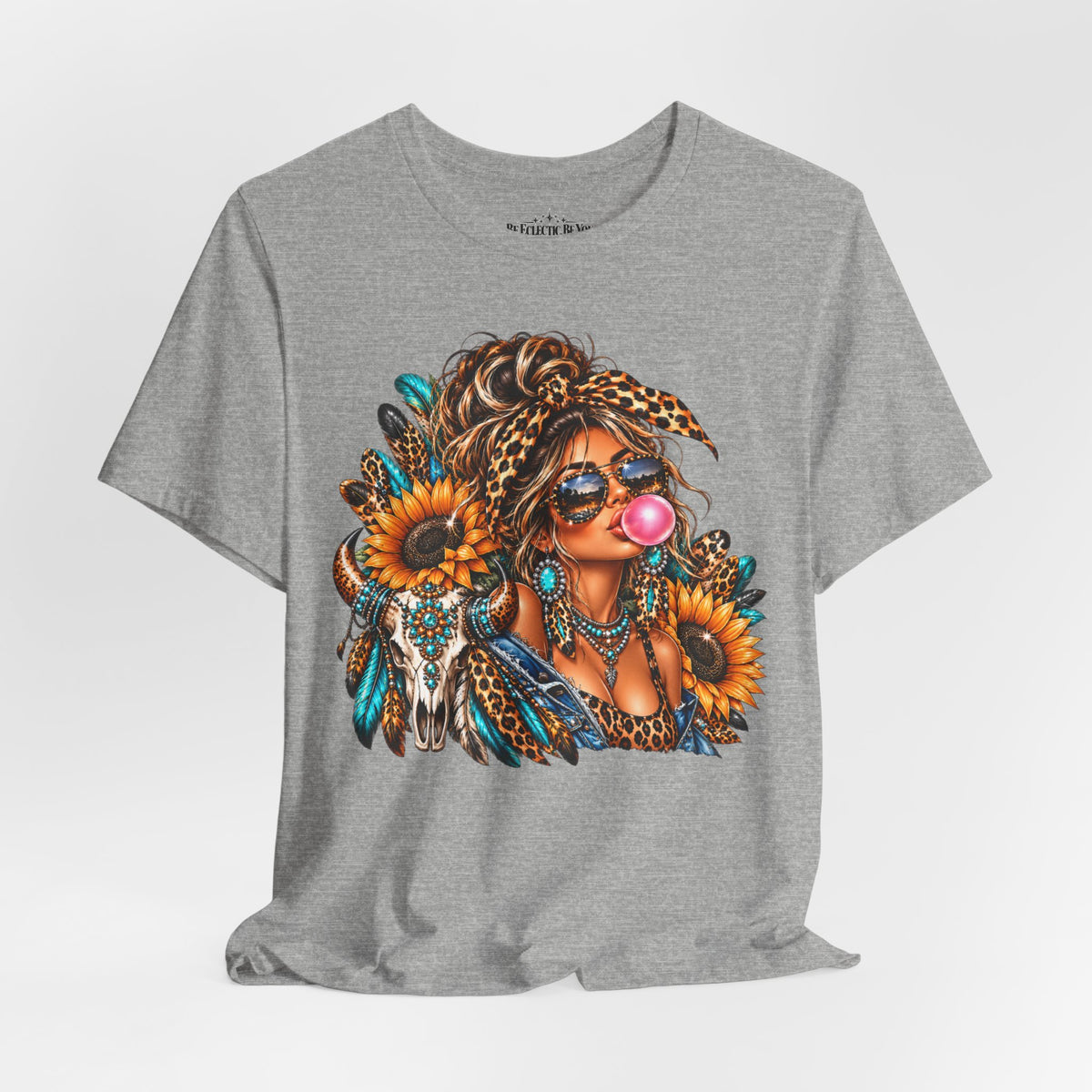 Boho Woman with Sunflowers Graphic T-Shirt