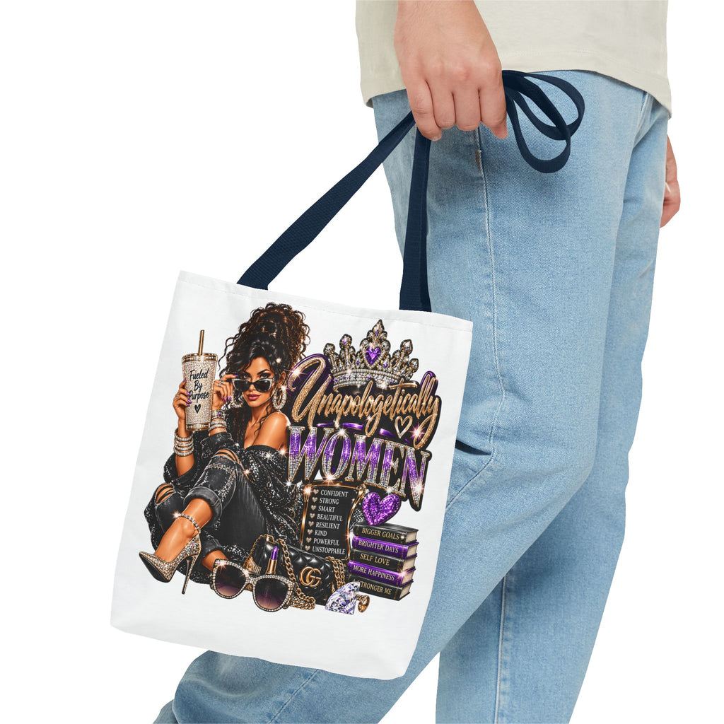 Unapologetically Woman Tote Bag — Empowered Black Queen Graphic Tote