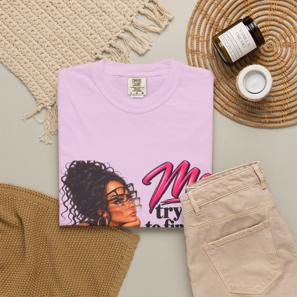T-Shirt — "Me Trying to Find Out What I Saw in Him" Graphic Tee