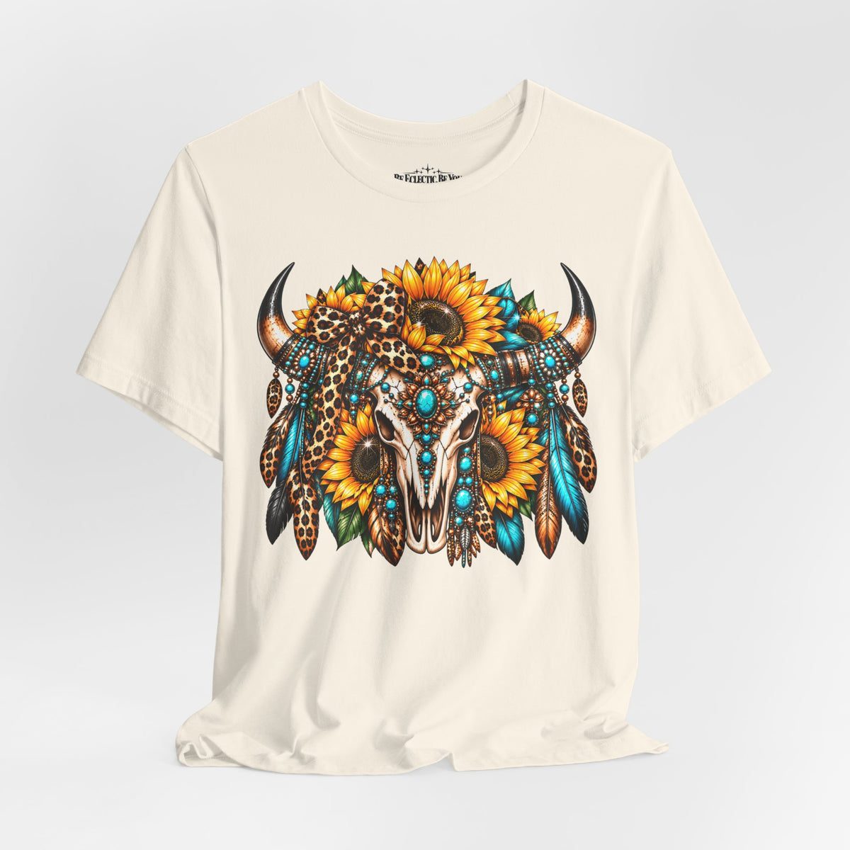 Boho Buffalo Skull Sunflower T-Shirt