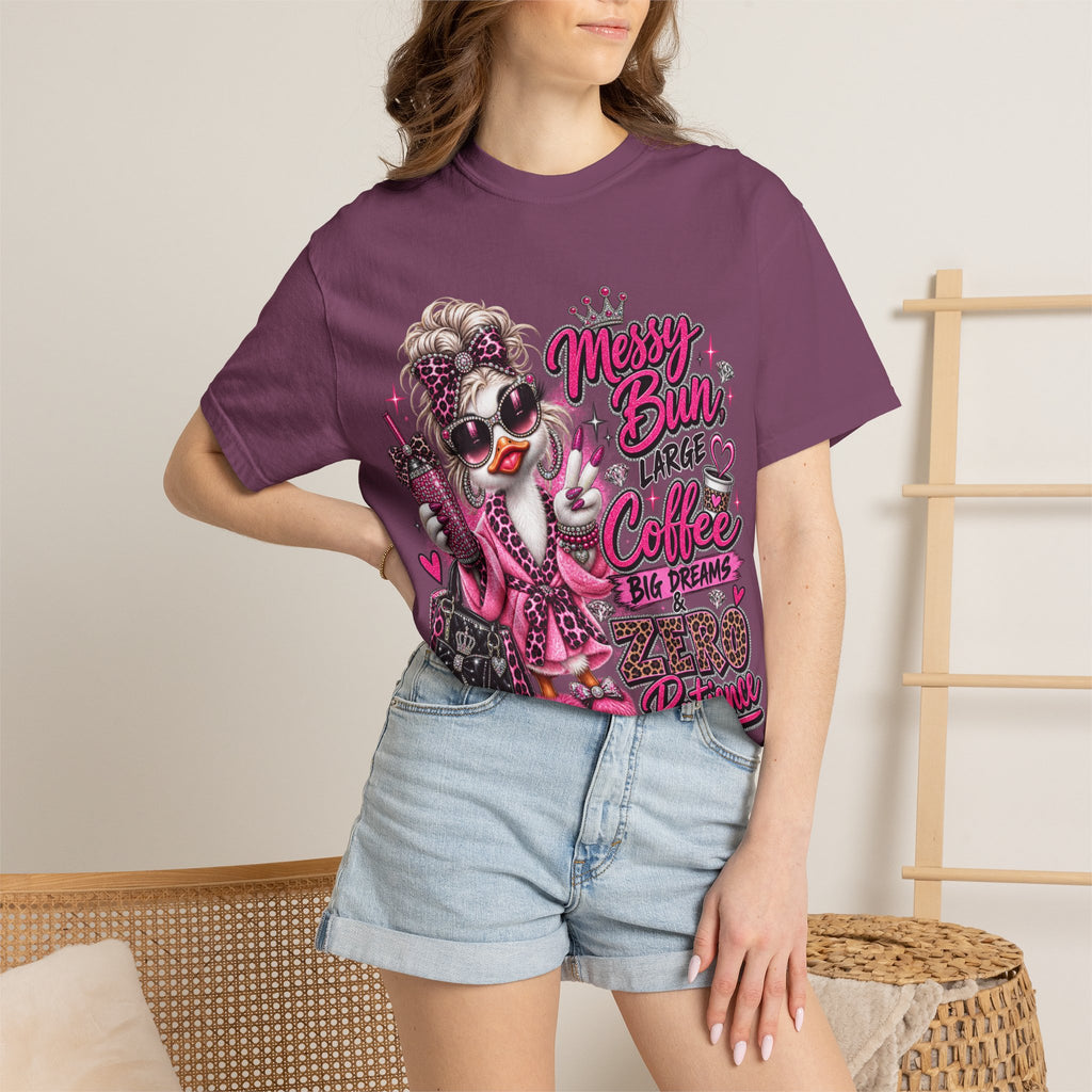 Messy Bun, Big Coffee, Zero Patience T-Shirt — Funny Graphic Tee for Moms & Busy Women