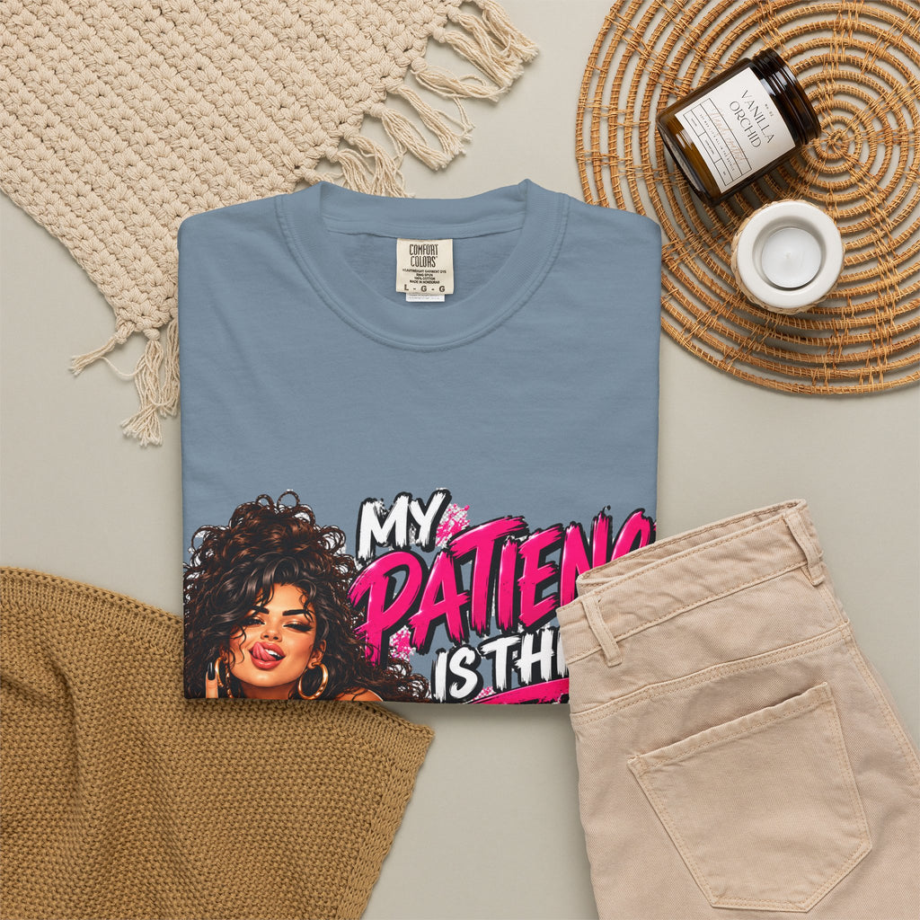 Graphic T-Shirt — "My Patience Is Thin and My Give a F*** Is Broken" Retro Sassy Woman