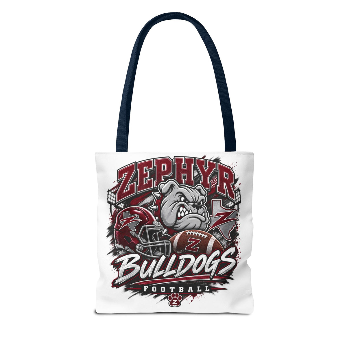 Bulldogs Football Tote Bag — Zephyr Mascot Collegiate Game Day Tote