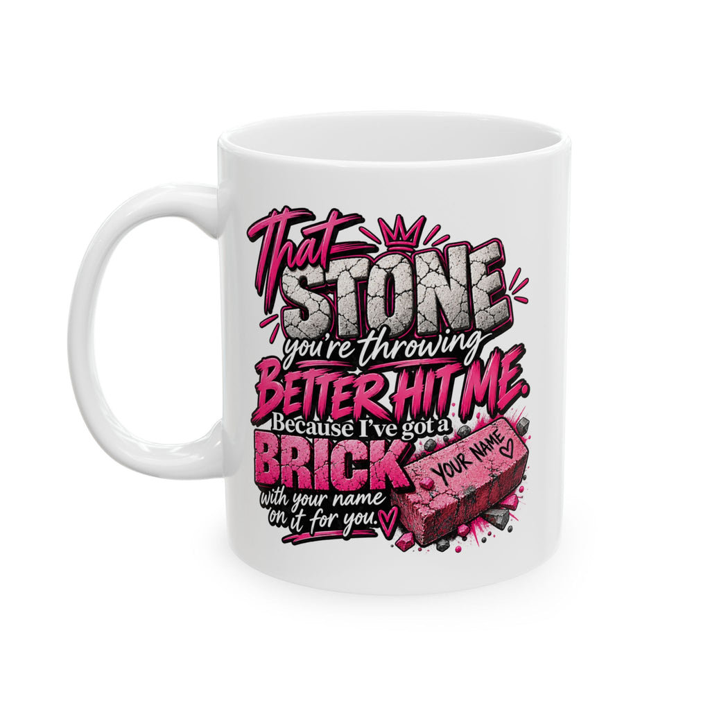 Ceramic Mug — 'They Said Be Brave' Pink Skull Gothic Coffee Cup (11oz, 15oz)