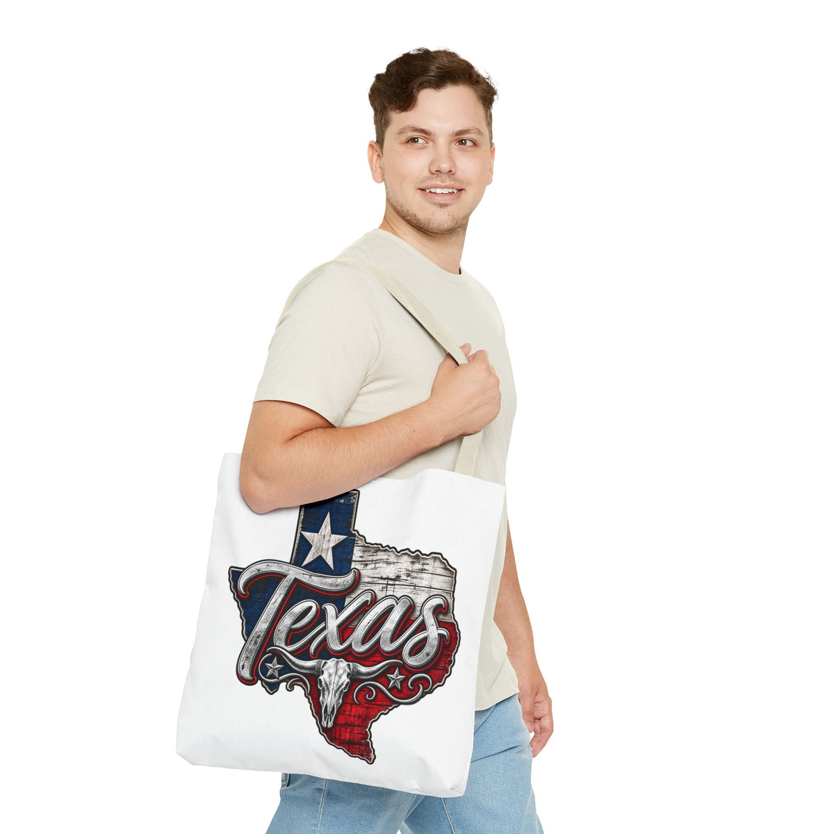 Texas Flag State Outline Tote Bag — Rustic Western 'Texas' Design