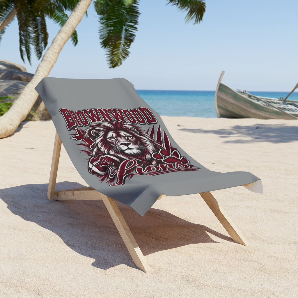 Brownwood Lions Beach Towel – Bold Lion Mascot School Spirit Swim Towel