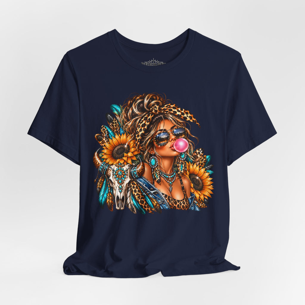 Boho Woman with Sunflowers Graphic T-Shirt