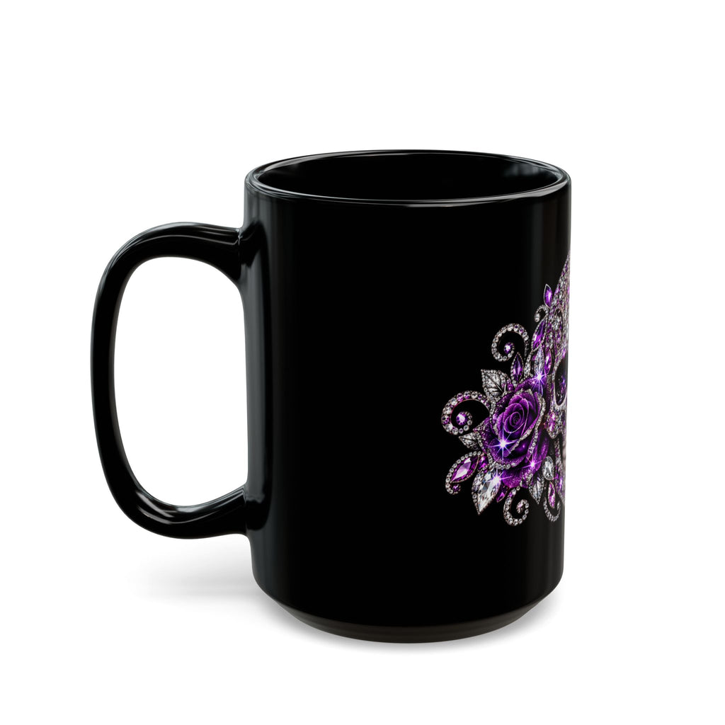 Black Mug — Purple Rhinestone Sugar Skull Mug (11oz/15oz)