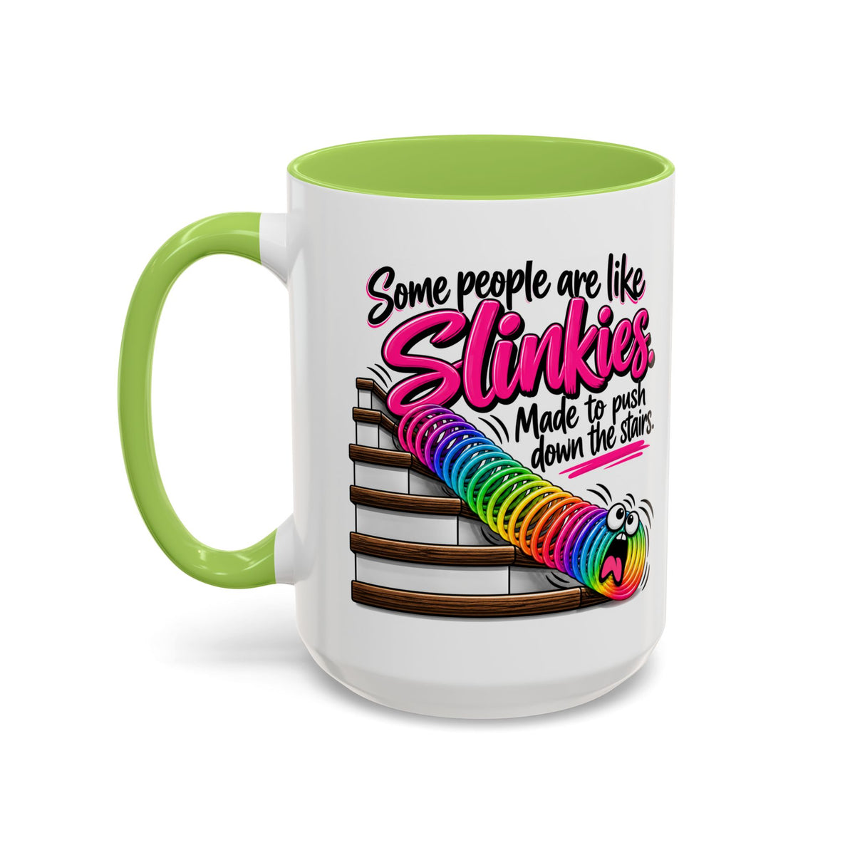 Funny 'Some People Are Like Slinkies' Accent Coffee Mug – Humorous Rainbow Slinky Gift