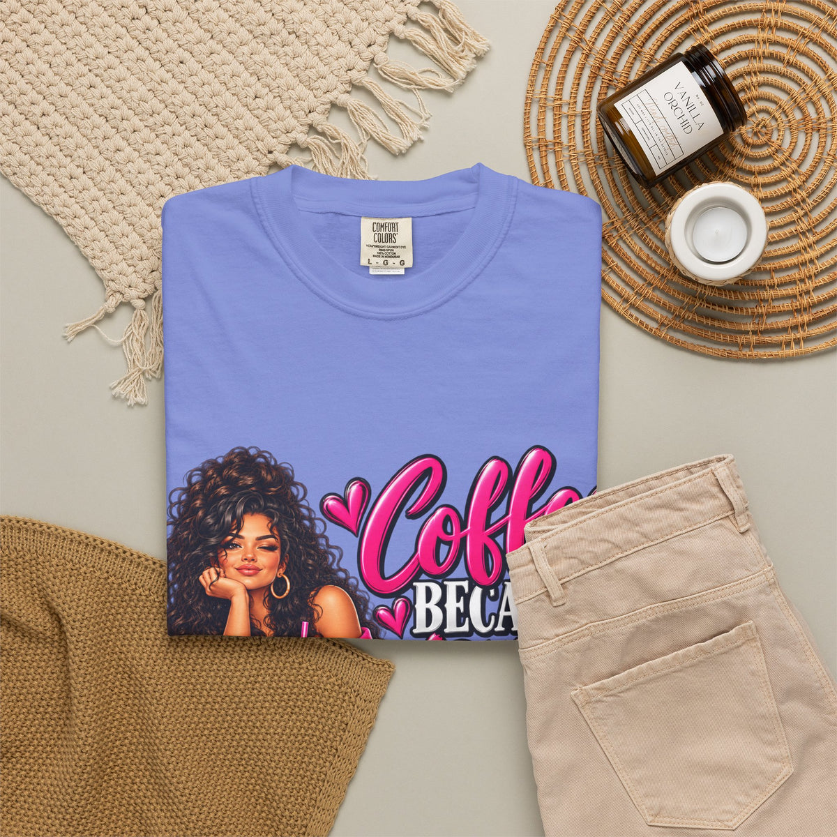 T-Shirt — "Coffee Because Adulting Is Hard" Graphic Tee (Cute Girl Illustration)